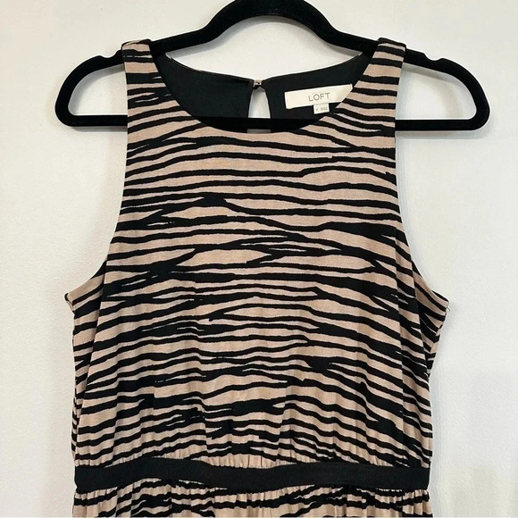 Ann Taylor LOFT Women’s Zebra Tan & Black Midi Sleeveless Dress Size M GUC - Picture 3 of 9